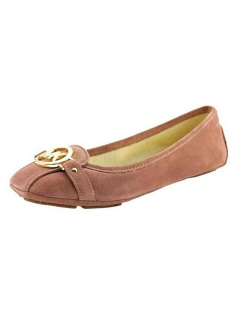 Michael Kors Women’s Mauve Suede Leather Fulton Moccasin Flats 7.5 Gold Logo